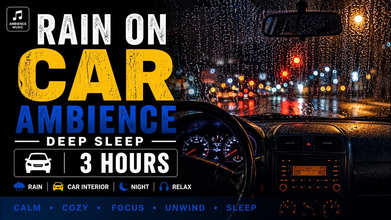 Rain on Car at Night | 3 Hours for Deep Sleep