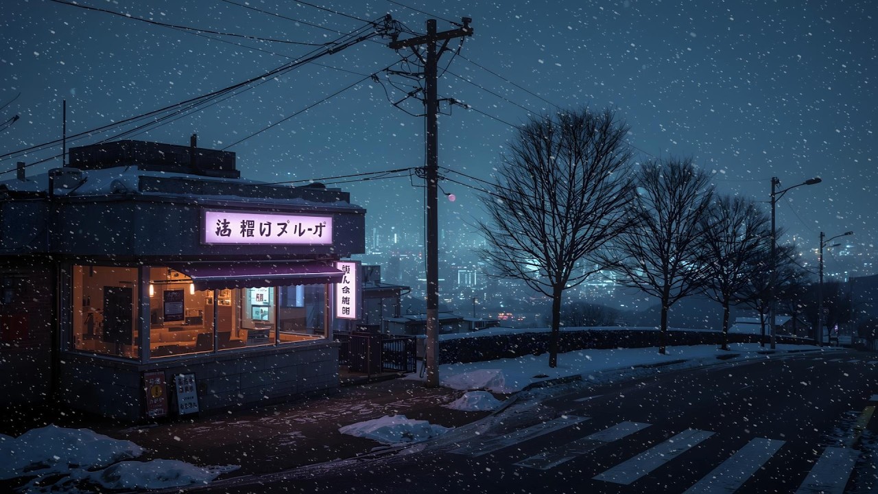 Tokyo Winter Night Café #11 🌨️ Warm Coffee Ambience | Snowy Tokyo Streets
