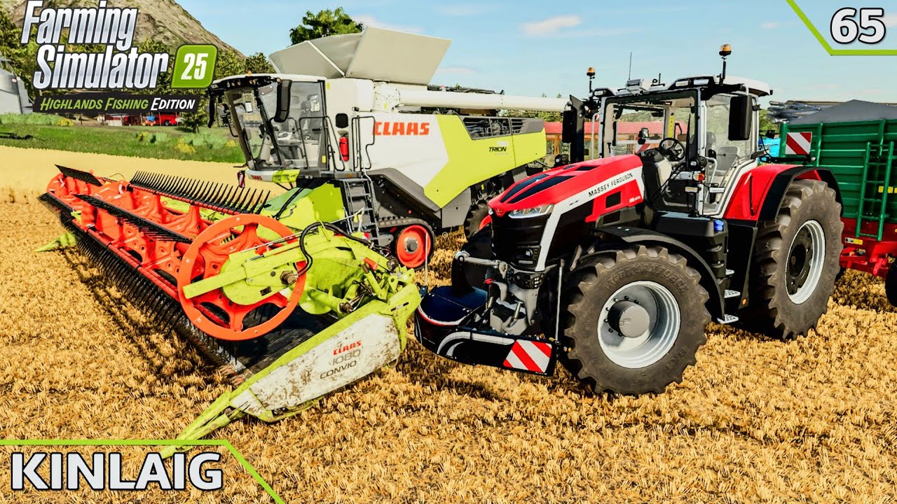 Harvesting wheat, canola with CLAAS TRION & Massey Ferguson | KINLAIG | Farming Simulator 25 | Ep.65