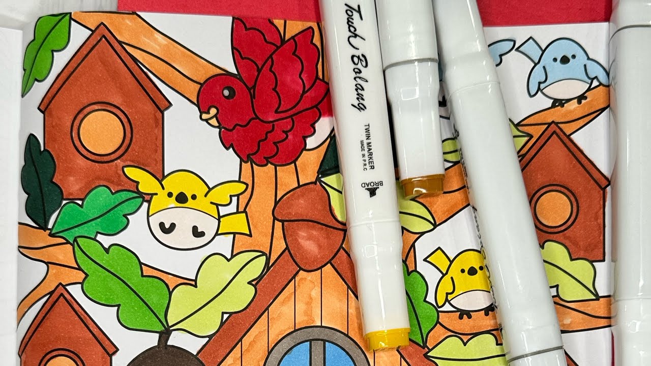 Colouring in my new colouring book with alcohol markers! P6 #satisfying #asmr #cute #art #colouring 