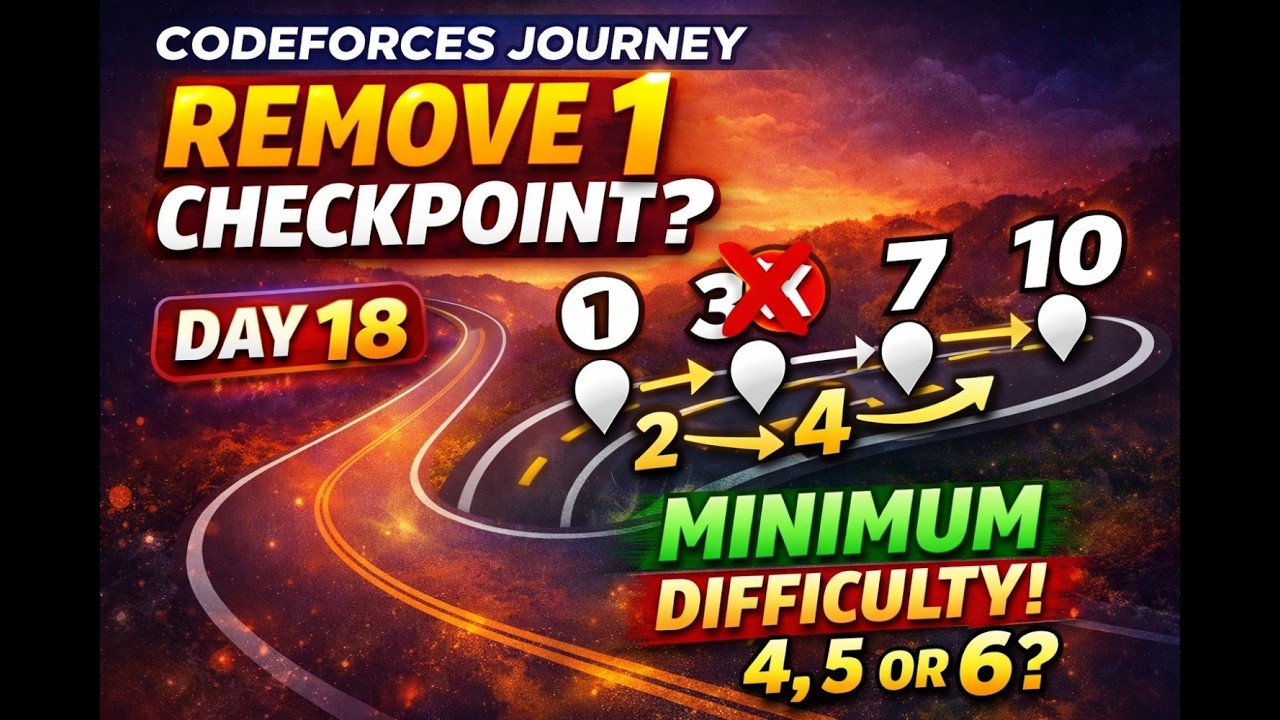 Codeforces 496A – Minimum Difficulty Explained | Remove One Checkpoint! | Day 18