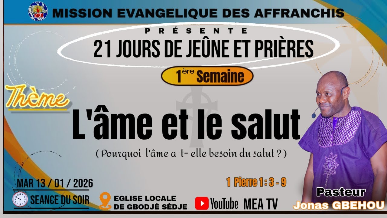 21 JOURS  DE JEUNE ET PRIERES // MARDI SOIR