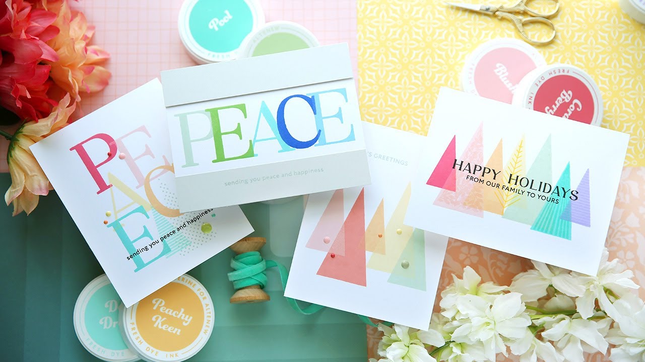 4 Cards with Festive Triangles
