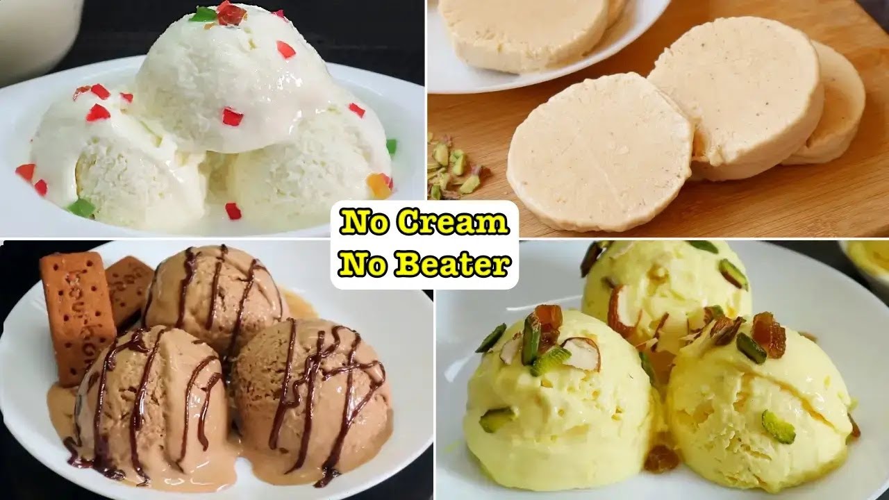 క్రీమ్ లేకుండా పాలతో ఈజీగా చేసే 4రకాల ఐస్ క్రీమ్😋 Ice Cream Recipes In Telugu | Summer Specials