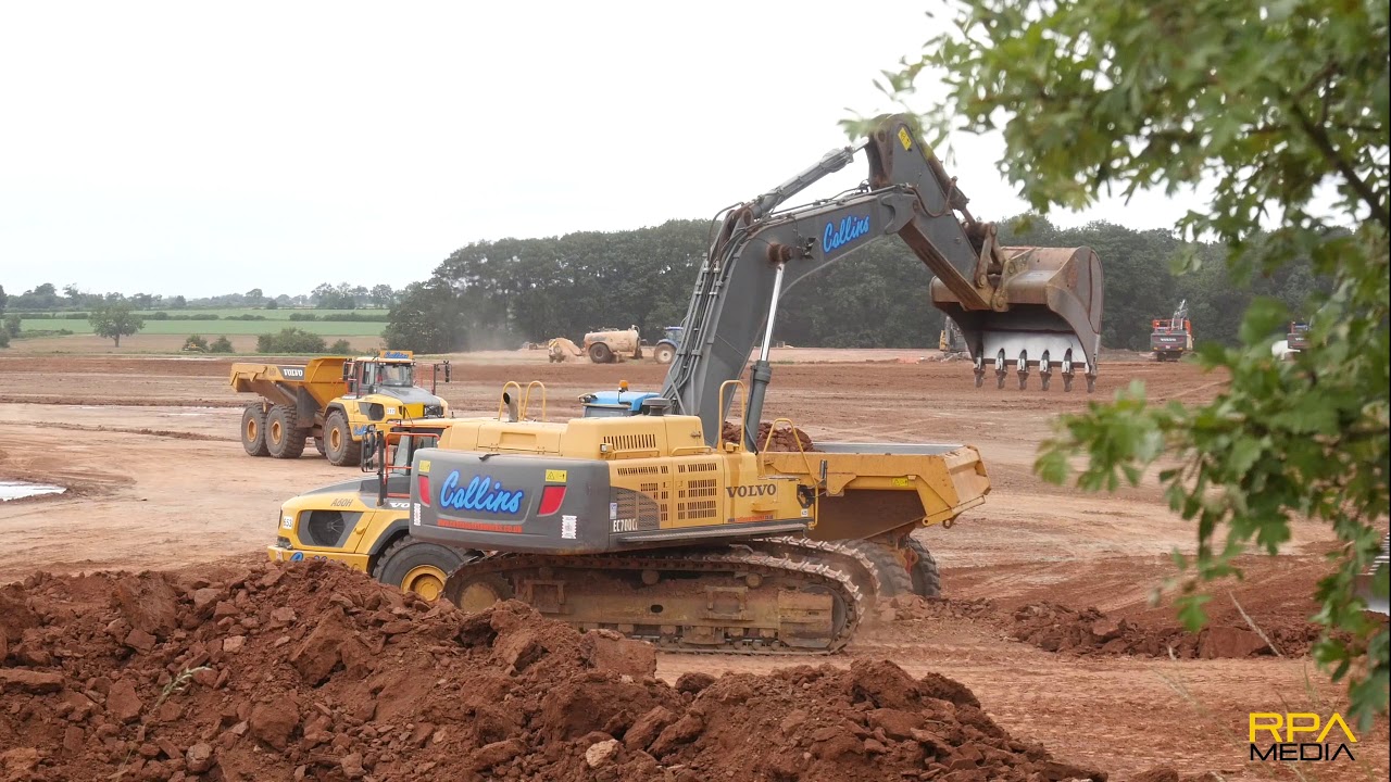 Volvo EC700C and A60H and A45G trucks on a muck shifting project.