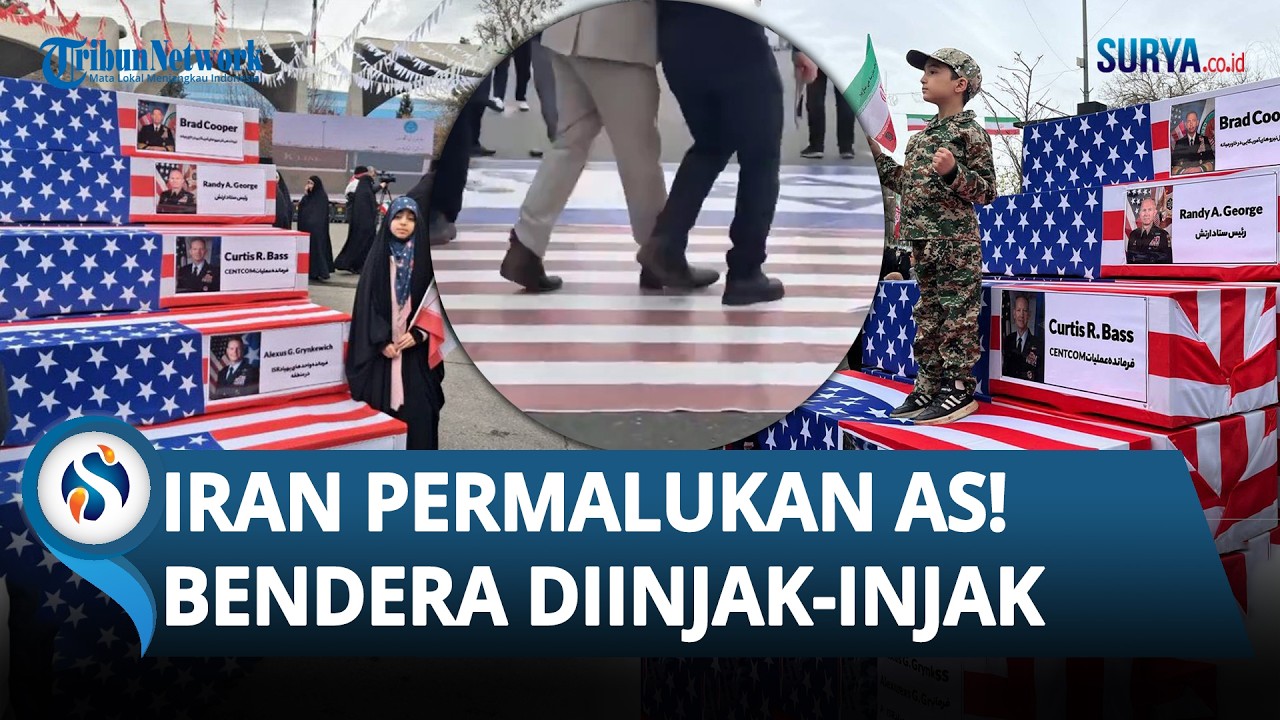 IRAN PERMALUKAN AS! Bendera Washington Diinjak-injak di Perayaan HUT ke-47 Revolusi Islam