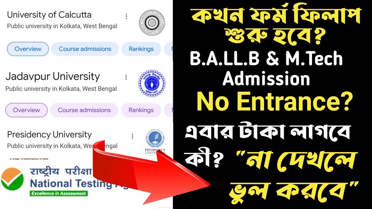 Calcutta University Admission 2022। Cuet Pg। JU Entrance। No Fees? কবে থেকে ফর্ম ফিলাপ শুরু?