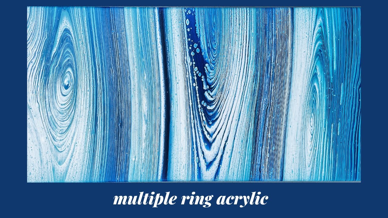 Multi Tree Ring Pour with blues - Acrylic Pouring Technique