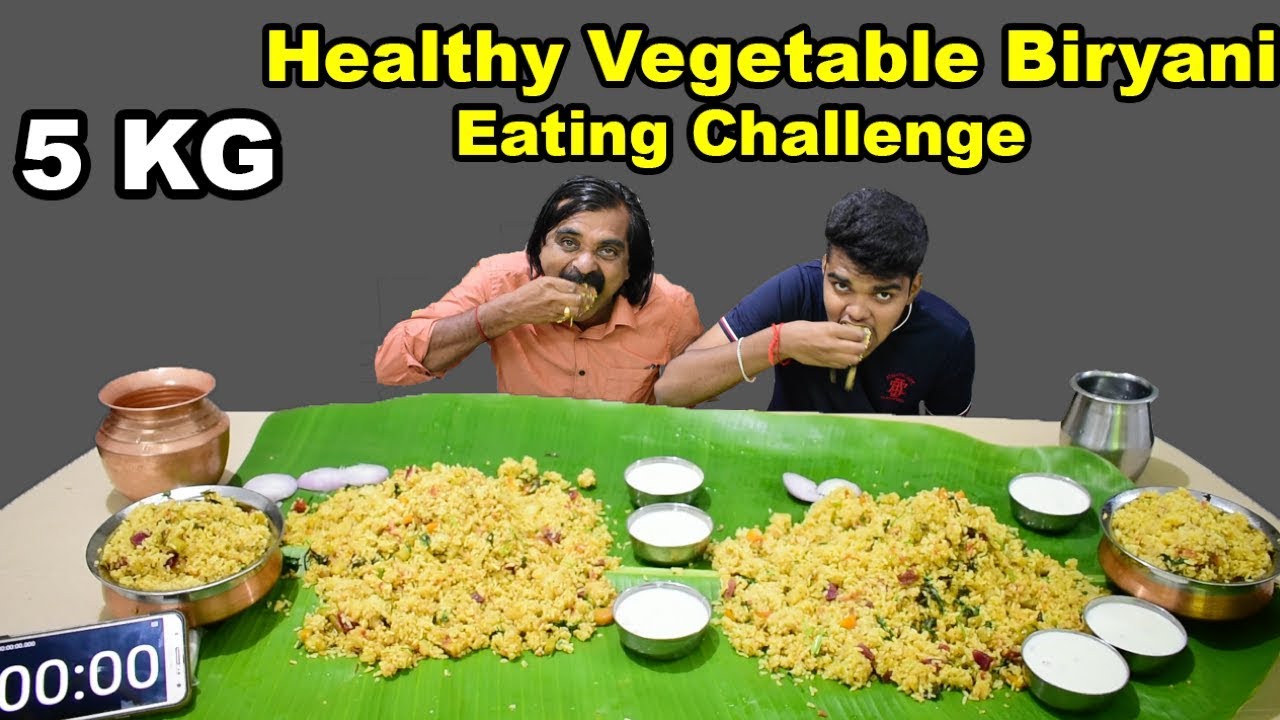 5 KG HEALTHY VEGETABLE BIRYANI Eating Challenge | Dad vs Son | Veg Biryani Recipe |
