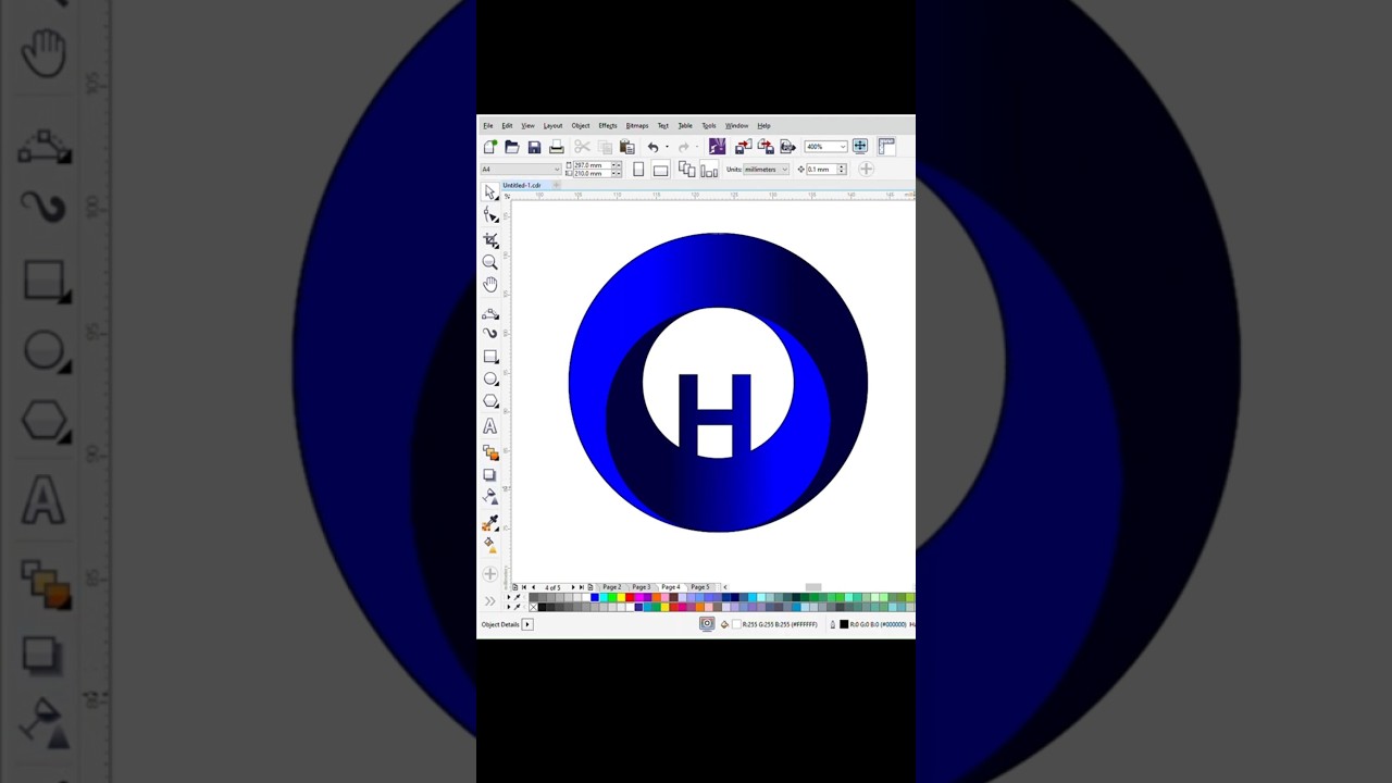 3D logo design in coreldraw | H logo design | #shortsfeed #shorts #shortsvideo #logo