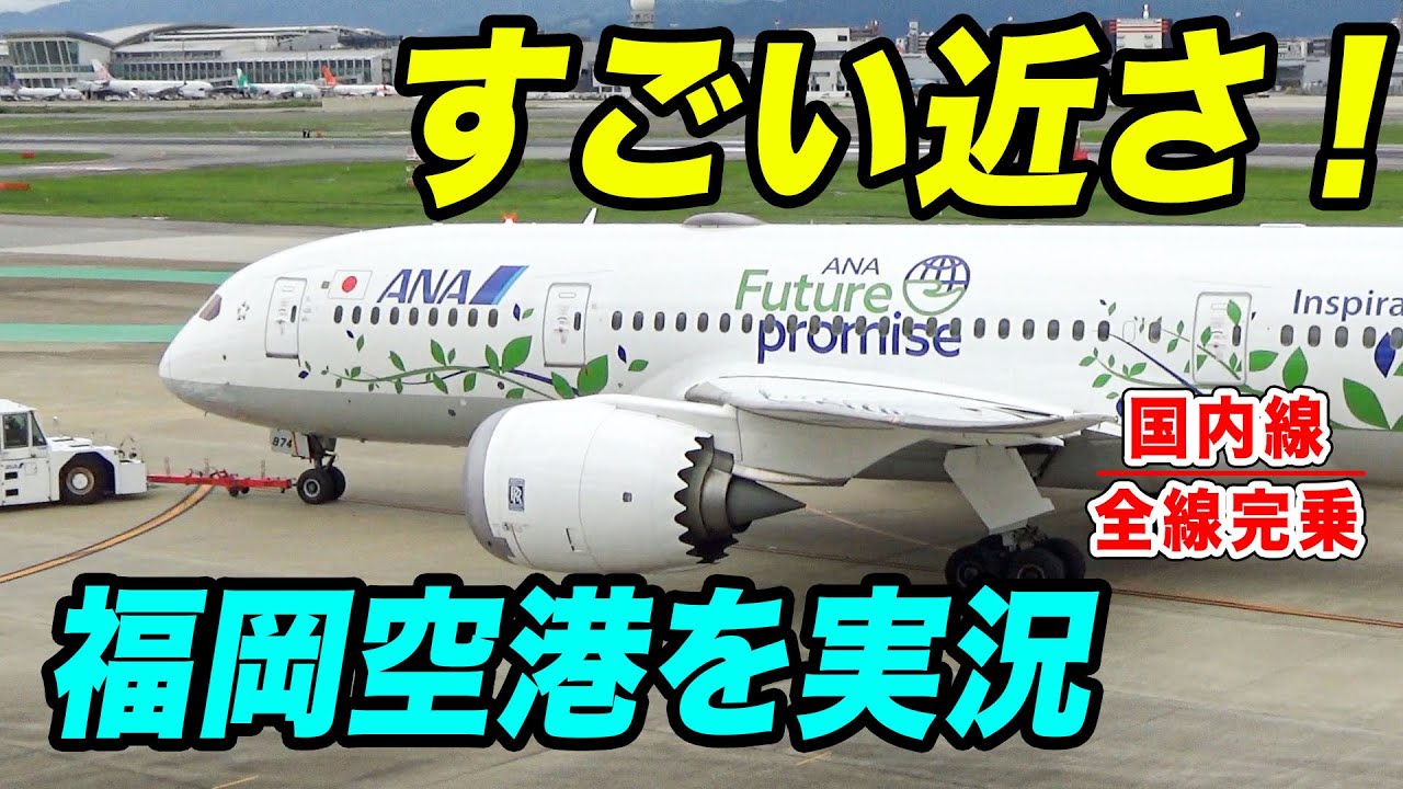 【目の前！】福岡空港、日本一飛行機が近い展望デッキから大迫力のエアポート実況！[国内線 全線制覇の旅 スピンオフ]