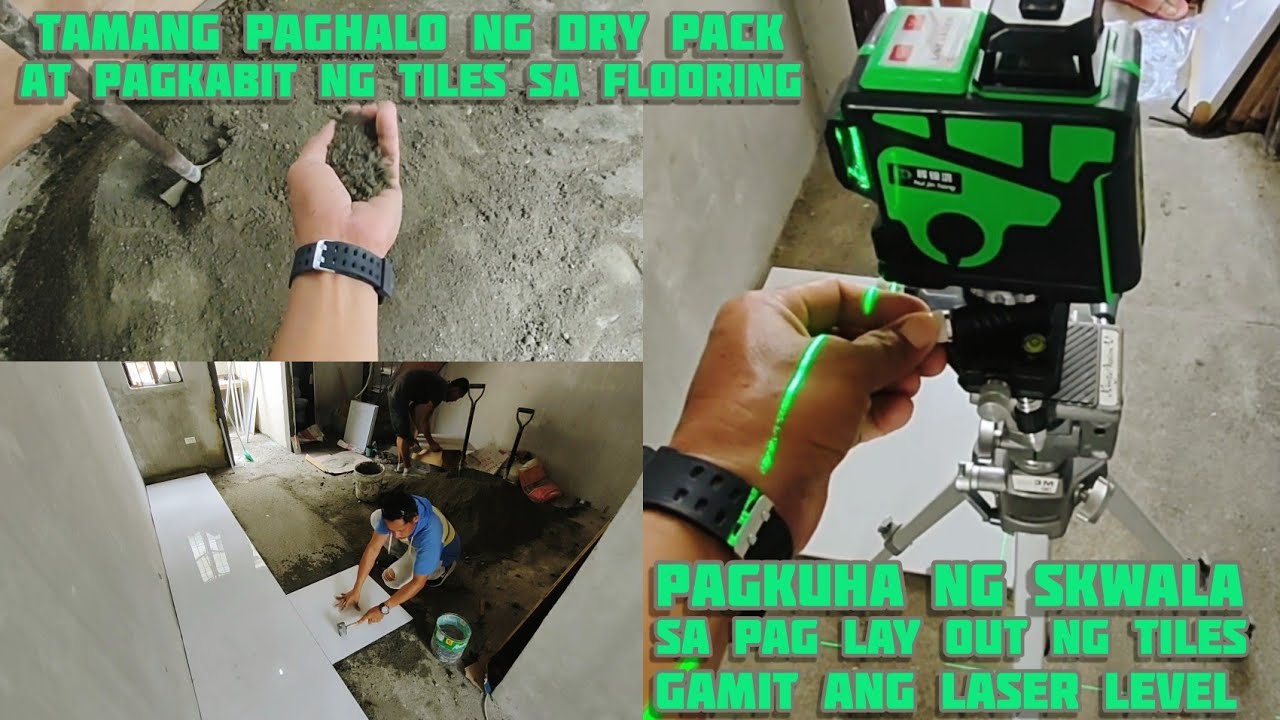 Paano Mag Lay Out At Pagkuha Ng Skwala Sa Pagkakabitan Ng Tiles Gamit Ang Laser Level