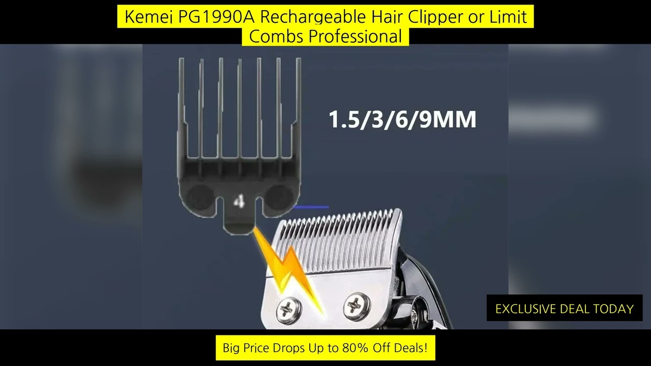 Kemei Pg1990A Rechargeable Hair Clipper Or Limit Combs Professional Cordless