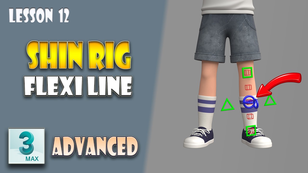 3ds Max Rigging: Attaching Flexi Line to the Shin (Lesson 12)