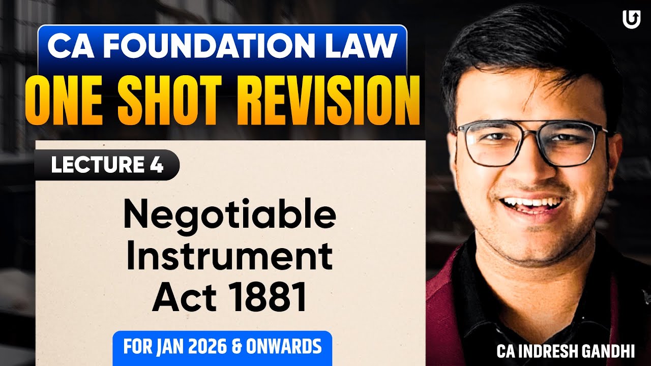 Negotiable Instrument Act 1881 CA Foundation Law One shot Jan 26 & Onwards | Indresh Gandhi