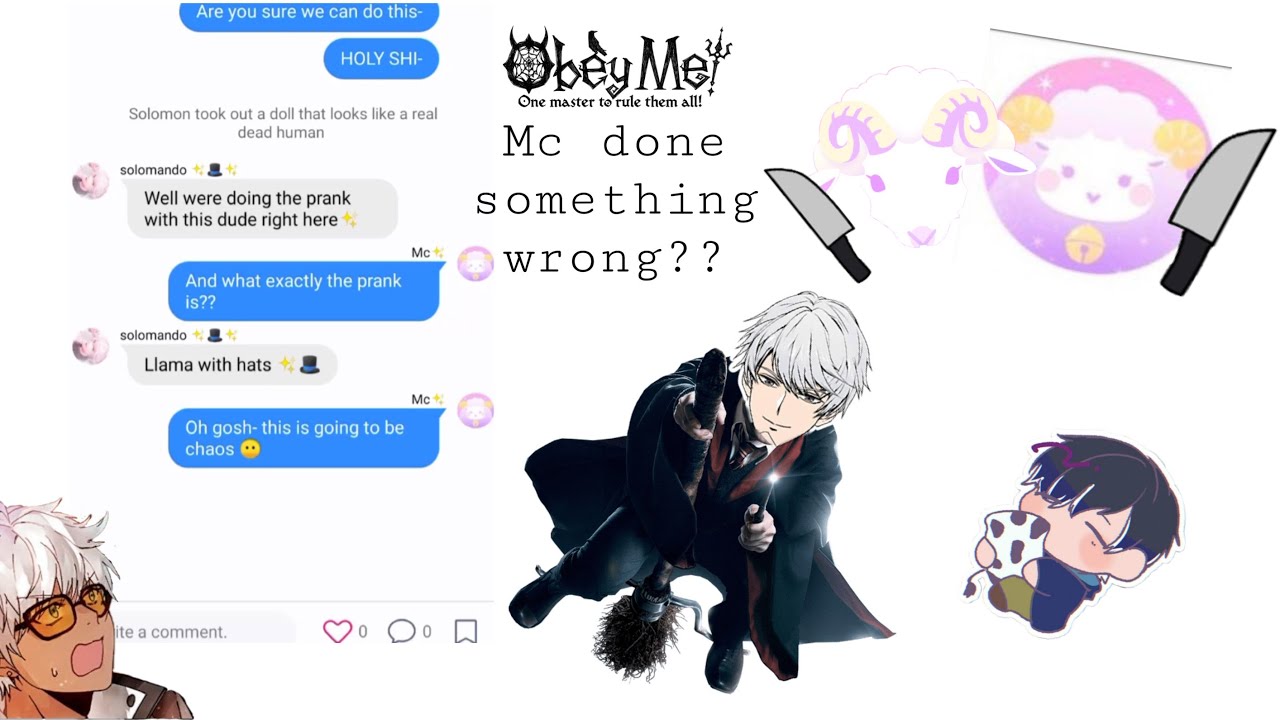 Mc done something wrong?? (Llama with hats skit) {Obey me texting story}