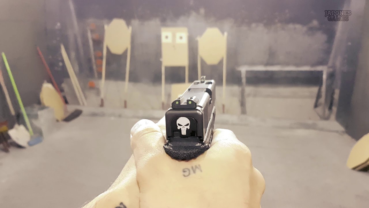 ATIRANDO COM PISTOLA GLOCK G23C COM COMPENSADOR CAL. 40 S&W / 13 TIROS !!!