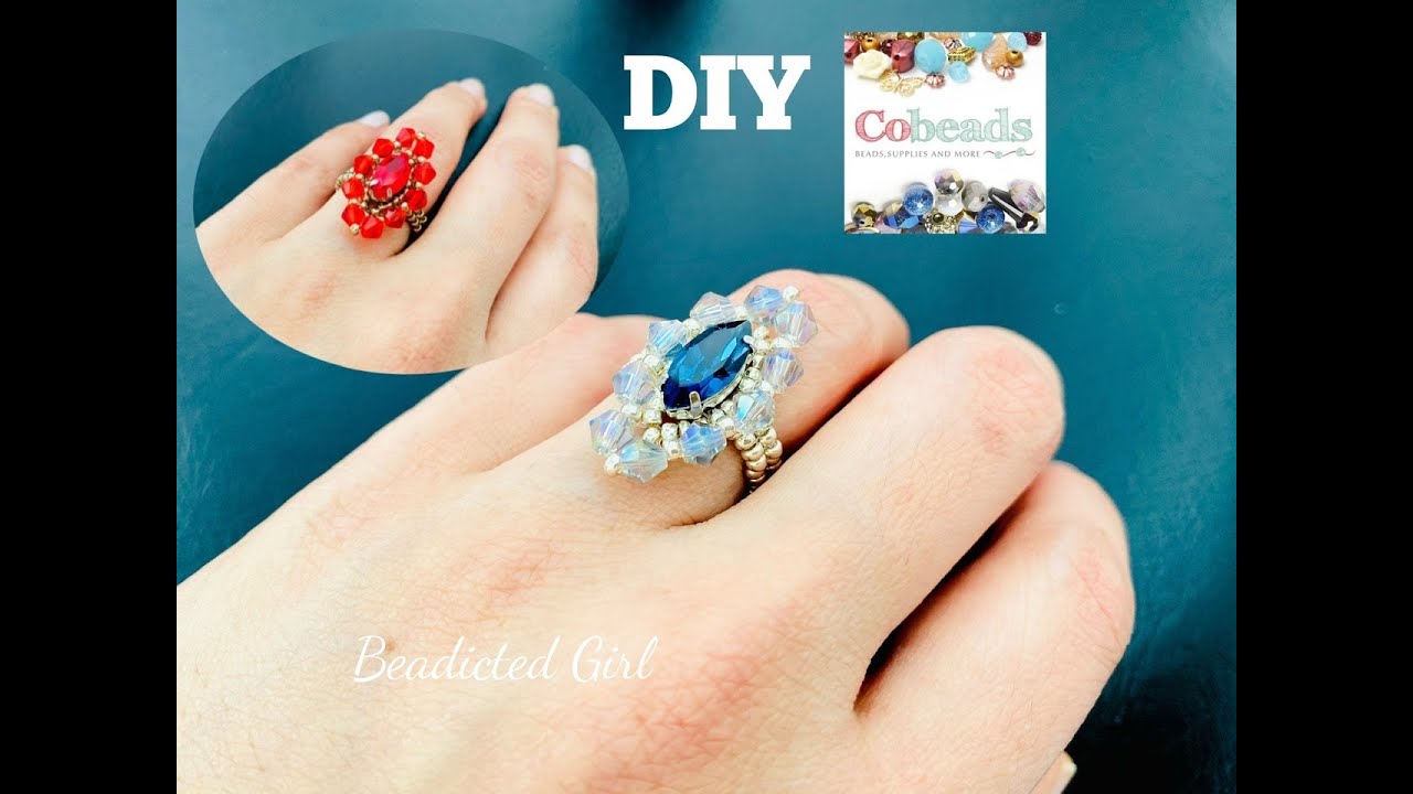 Cobeads Tutorial || Rhinestone Ring || Horse eye Rhinestone Ring