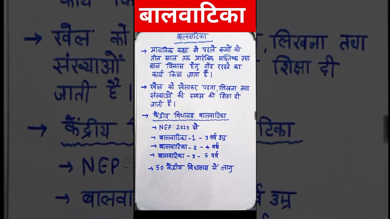 Balwatika/foundation level for kvs interview 
