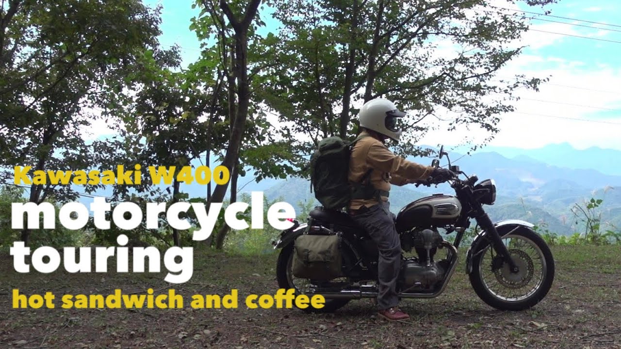 【Kawasaki W400】バイクに乗ってホットサンドとコーヒーツーリングする休日（A holiday hot sandwiches and coffee on a motorcycle）