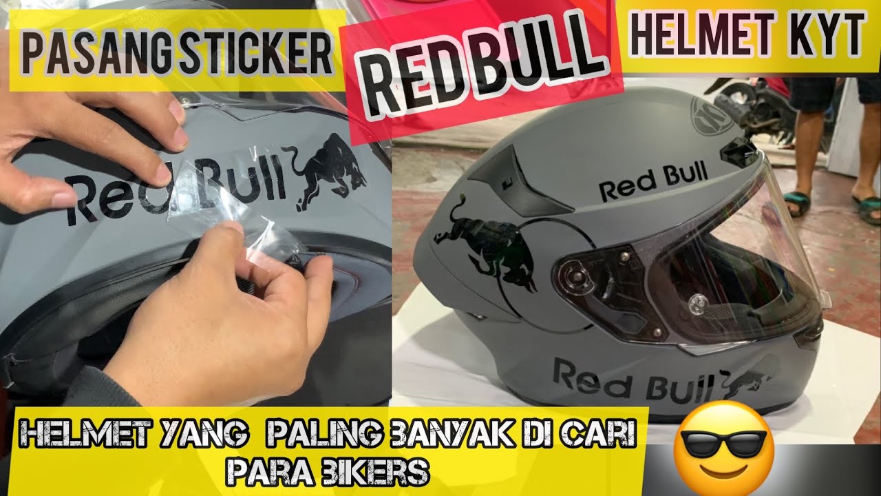 Pasang sticker red bull pada helm KYT,,tampilannya lebih JANTAN Mennnnn😎😎😎😎😎😎