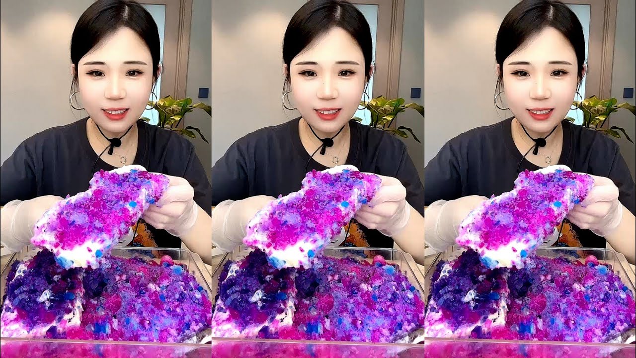 ASMR ICE EATING with MATCHA and MILK POWDER and PASSION FRUIT