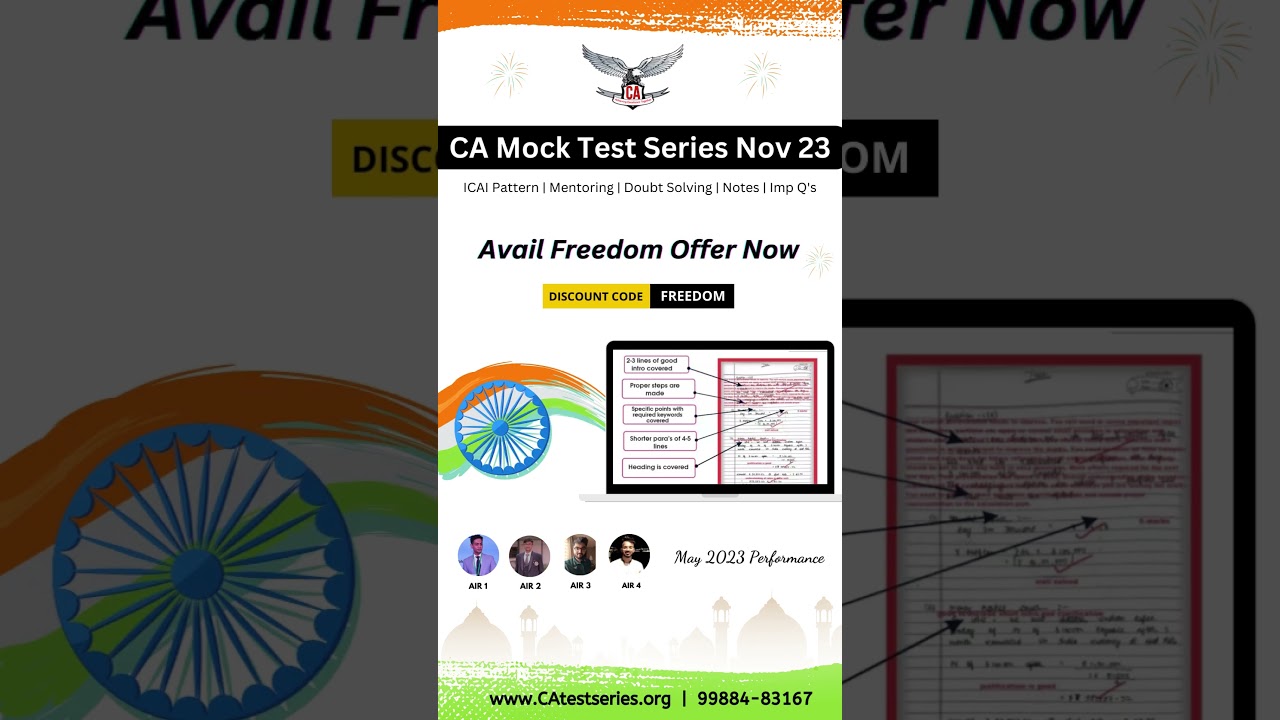 CA Mock Test Series for Nov 2023 | Freedom Offer | Best Test series for CA Final, Inter & Foundation