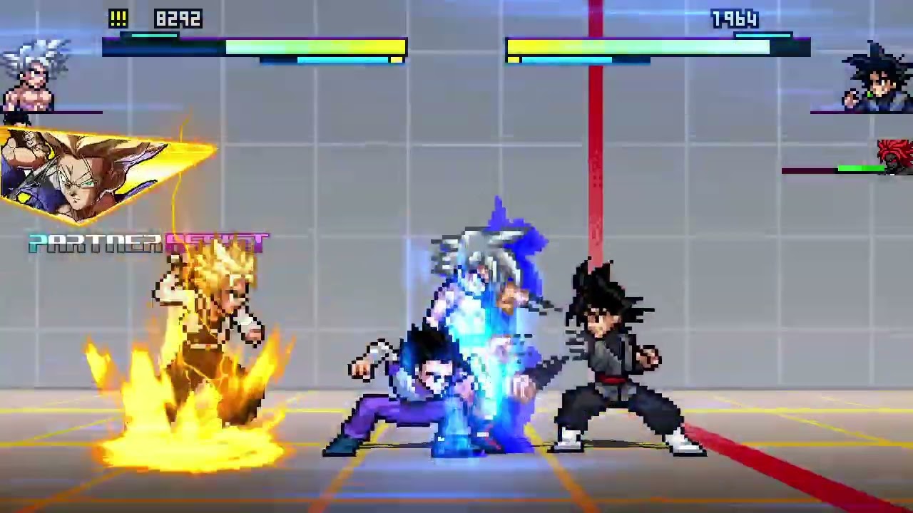 MUI Goku, Gohan & Trunks vs Black Goku, Cumber & Broly | Academy MUGEN [Ikemen GO] | Ultra Battle
