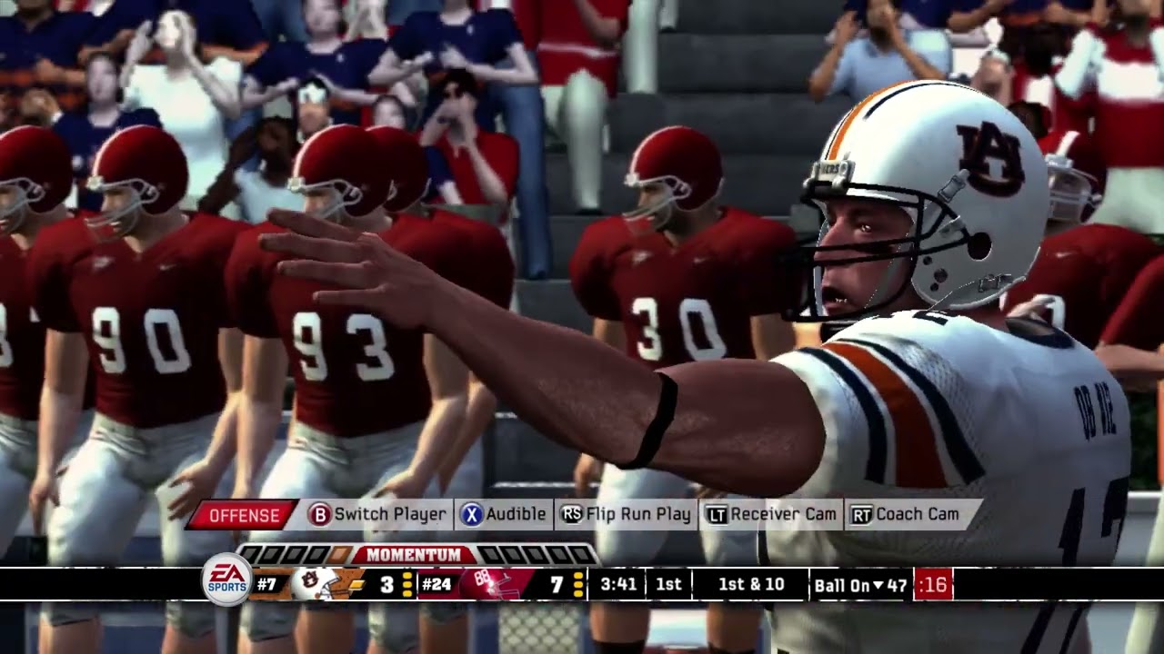 NCAA Football 07 Xbox 360 Gameplay - Rivalry Game - Auburn Tigers vs Alabama Crimson Tide