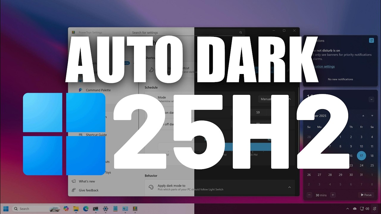 Windows 11: включите НОВЫЙ автоматический темный режим с помощью переключателя света PowerToys