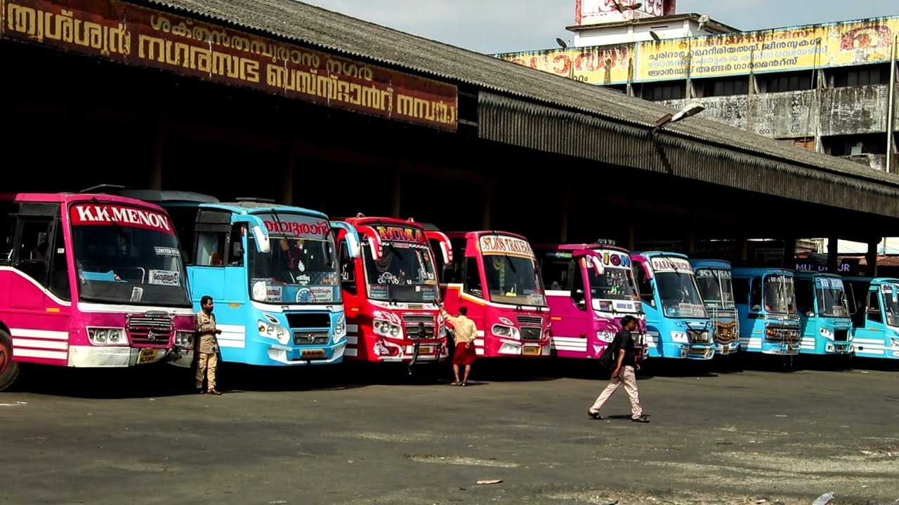 തൃശൂരെ ശക്തൻ സ്റ്റാൻഡ് . Thrissur Palakkad Kozhikode and Kannur buses Mass Entry and Departing HD