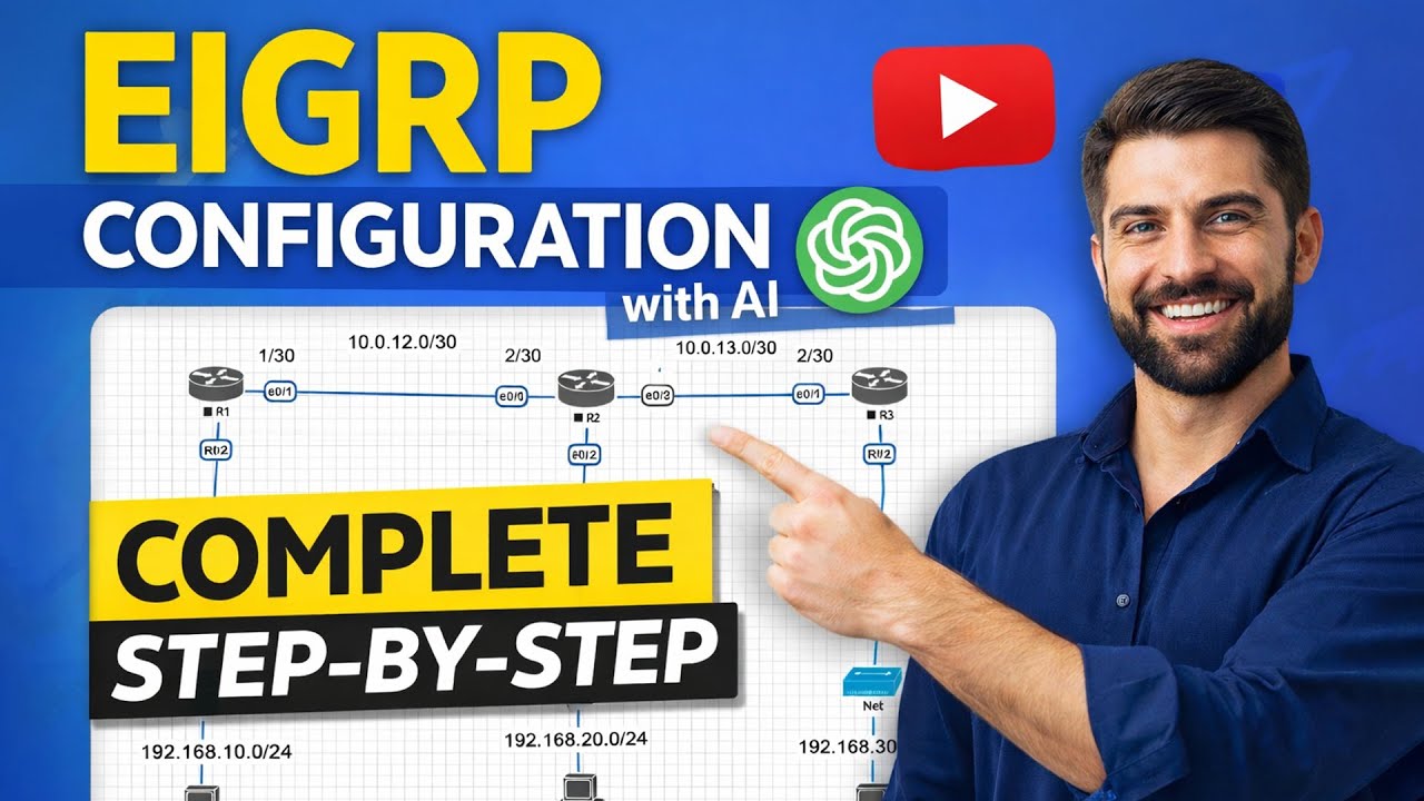 EIGRP Configuration Lab with ChatGPT AI | Step-by-Step CCNA Routing