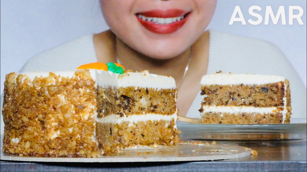 ASMR Carrot Walnut Cake | Eating Sounds | No Talking | Ynah ASMR