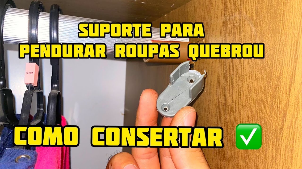 Como consertar suporte apoio cabideiro do guarda roupas quebrado