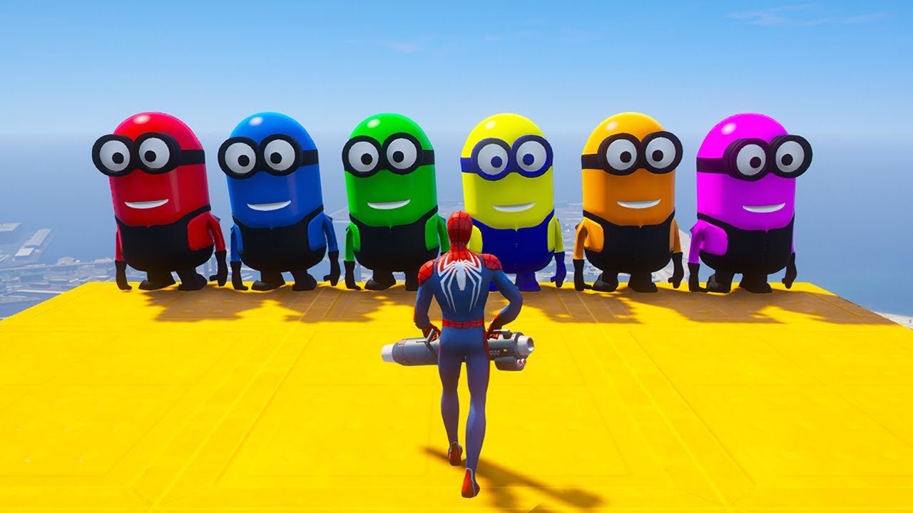 GTA 5 Epic Ragdolls: RED SPIDERMAN VS RED MINION VS SPIDERMAN (Euphoria Physics & Funny Fails)