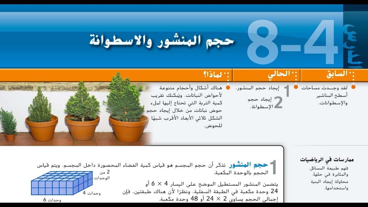 حجم المنشور والأسطوانة  Volumes of Prisms and Cylinders