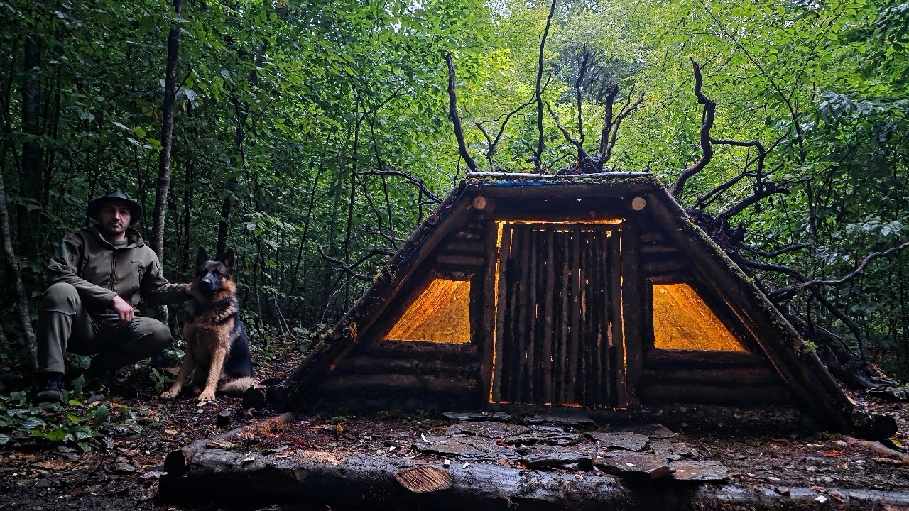 Building a Wilderness Home for Me and My Best Friend! Man's Best Friend Helps for Solo Bushcraft