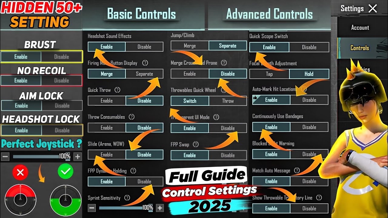 All BASIC & ADVANCED Control Settings Guide in PUBG/BGMI 2025 | Pubg All Basic/Advance Setting 2025😱