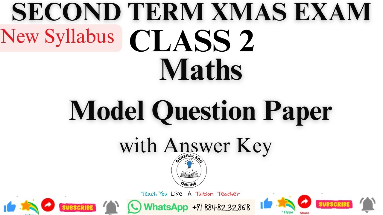 Class 2 Maths Second Term Model Question Paper Xmas Exam @GeneralEduOnline