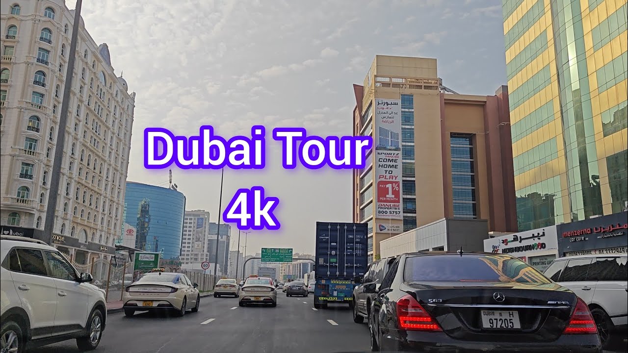 Dubai Driving Tour UAE. 4k videos Dubai Running across Dubai. Winter in Dubai People in Dubai