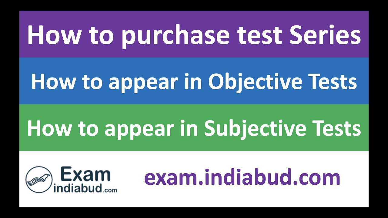 How to purchase Test series, attempt Objective and Subjective Tests | Exam by Indiabud