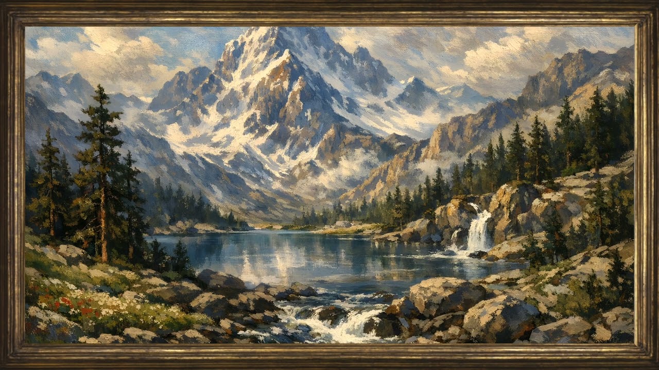 Mountain Oil Painting Wallpaper