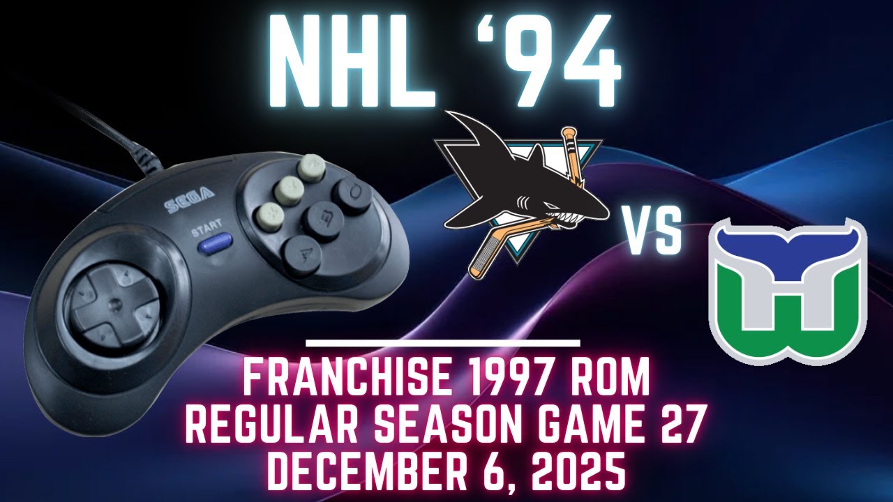 NHL '94 Franchise League (1997) - Sharks (Len) at Whalers (whalers) {Genesis} - Game 27