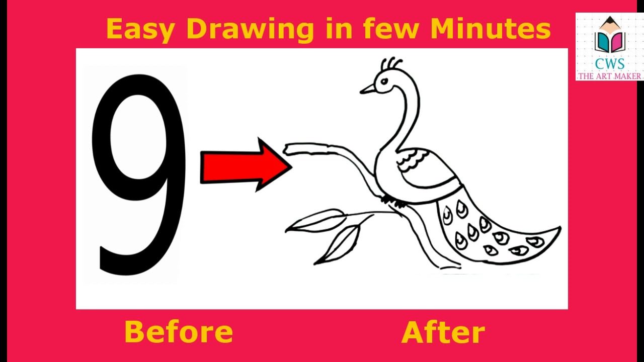 How To Draw Peacock Using Number 