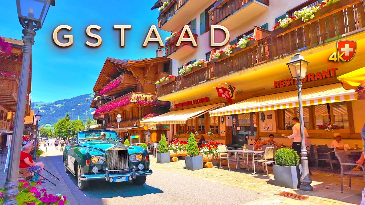 Switzerland GSTAAD 📍 Glamorous Alpine village / Luxury shopping street & authentic chalets 4K