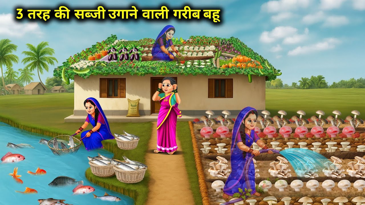 3 तरह की सब्जी उगाने वाली गरीब बहू || Poor Daughter-In-Law Grows 3 Types Vegetables || Cartoon Video
