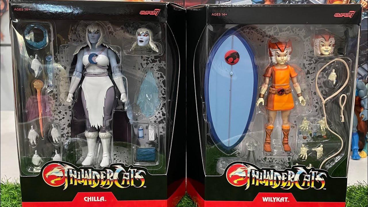NEW SUPER 7 THUNDERCATS ULTIMATES WAVE 9 WILYKAT AND LUNATAKS CHILLA TOY REVIEW