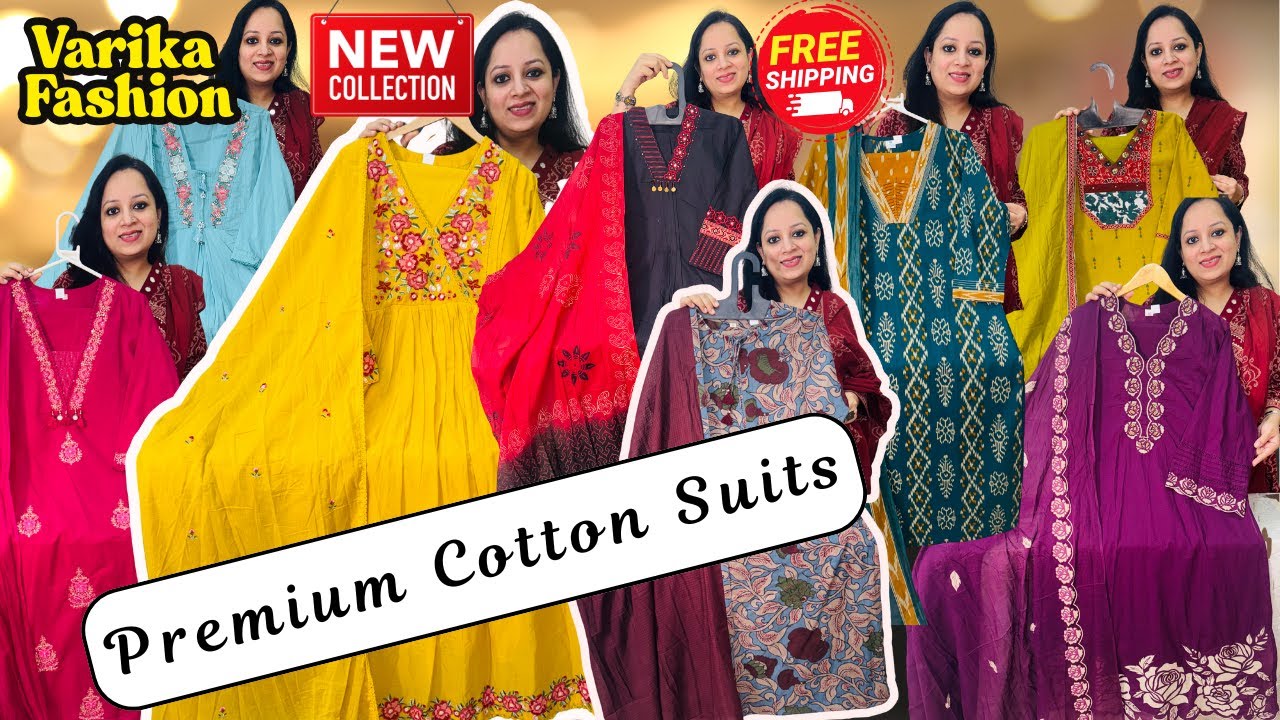 Designer pure cotton suits in premium quality pure cotton suit sets dailywear premium quality suits