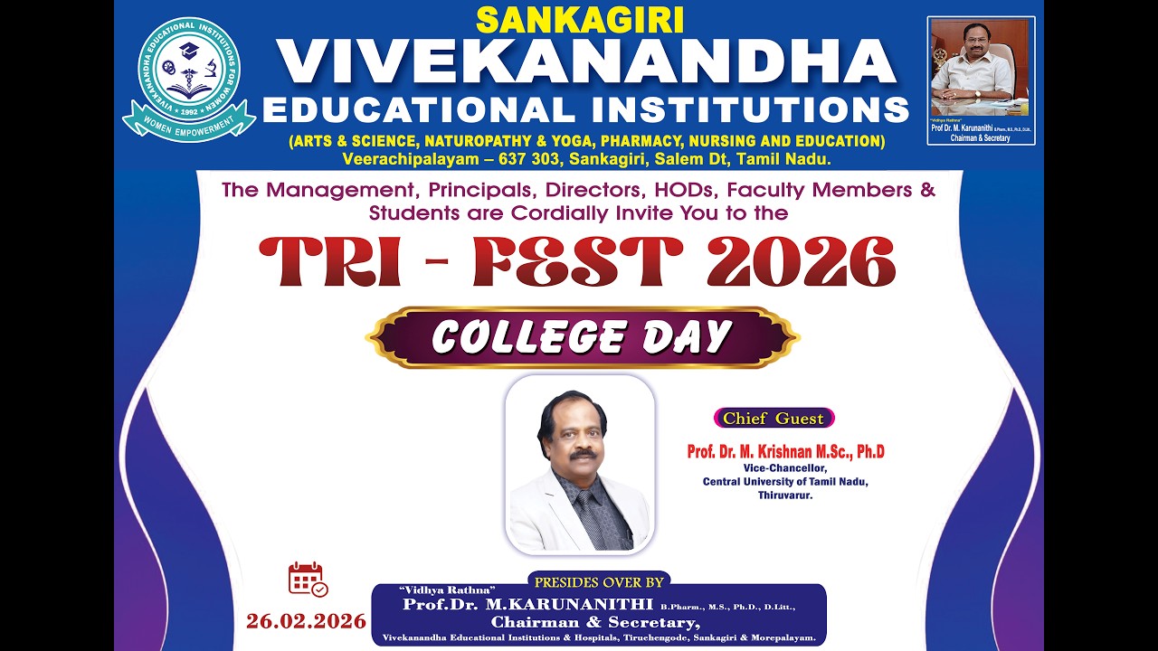 LIVE🛑 TRI-FEST 2026 | Day 04 – College Day Celebration 🎉 | Vivekanandha Educational Institutions