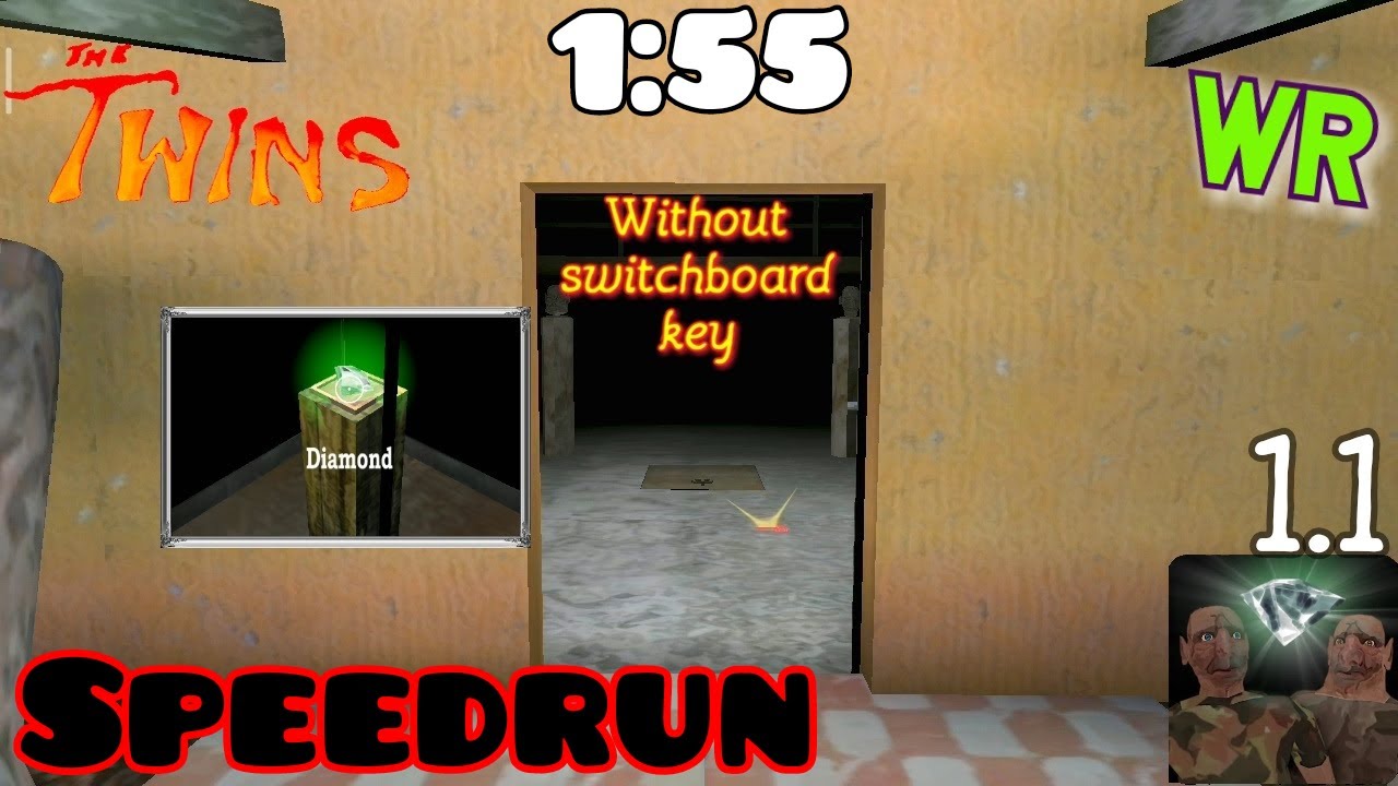 The Twins - V 1.1, World record (1:55), without switchboard key speedrun in practice